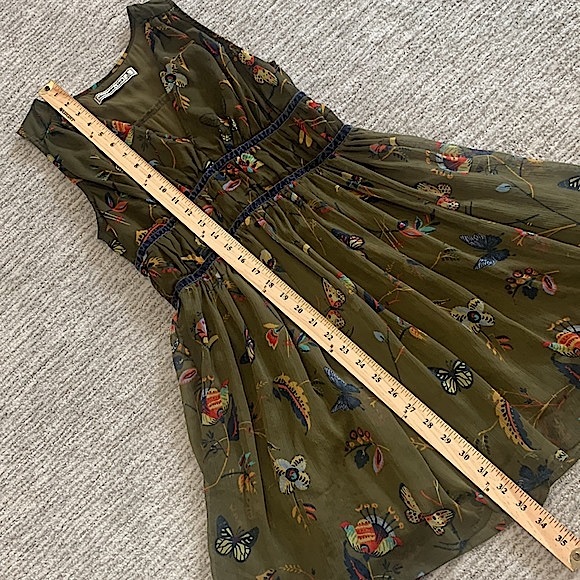 Abercrombie & Fitch Velvet Trim Butterfly Print Babydoll Dress Size Small Fairy - Picture 4 of 16